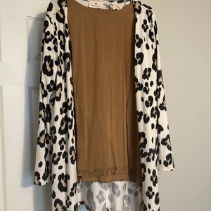 Leopard Print Cardigan with Brown Top